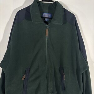 Pendleton Micro-Fleece Fuzzy Full Zip Jacket Coat Green Size XL adjustable VTG